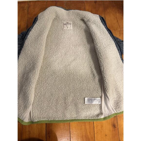 Hollister by Abercrombie Men Sherpa Lined Full Zip Sweater Size Medium Y2K - Picture 8 of 10